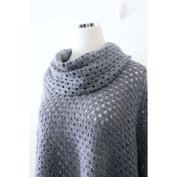 James Perse Size 4 / XL Marina Cowl Neck Sweater Gray Open Knit Wool Blend - Picture 4 of 12